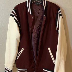 Burgundy varsity jacket